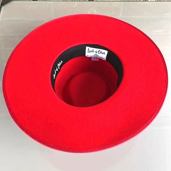 DESIGNER LACK OF COLOR RED WIDE BRIM FEDORA XLARGE main image 8
